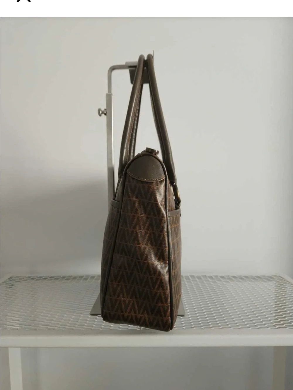 Valentino Brown Patterned Men's Tote Bag with Dual Handles